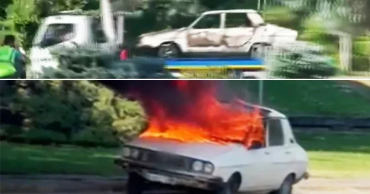 TBMM önünde araç yangını... Ankara Emniyeti: Şahıs gözaltına alınmıştır