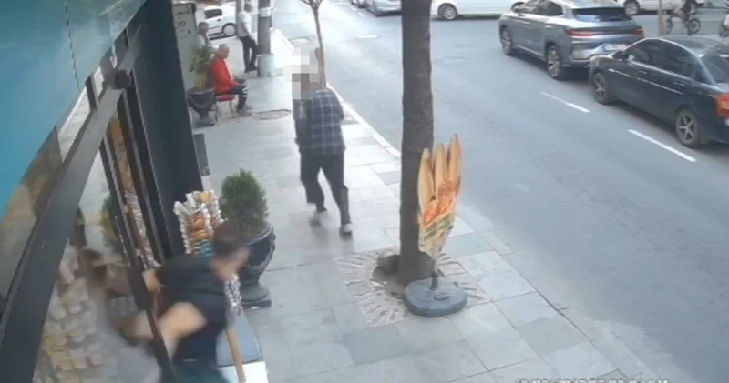 Pastane önünde taciz! Pastane çalışanı şüpheliyi kovalayıp yumrukladı
