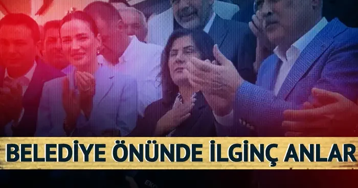 Aydın Büyükşehir Belediyesi önünde ilginç anlar: AK Partili Özlem Çerçioğlu konuşurken yükselen tezahüratlar dikkat çekti