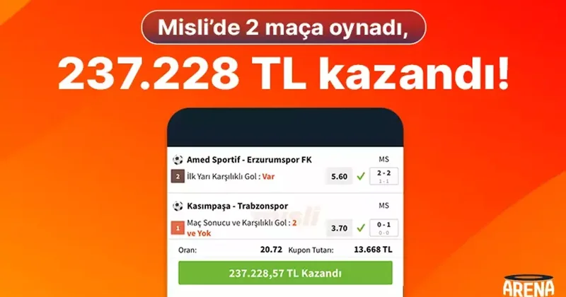 Misli’de 2 maça oynadı, 237.228 TL kazandı! İddaa Spor Haberleri