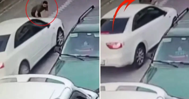 Baba gibi baba: Oğlu için kendini arabanın önüne attı
