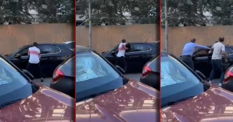 Yol verme kavgası kamerada: Aracından inip diğer sürücüye saldırdı!