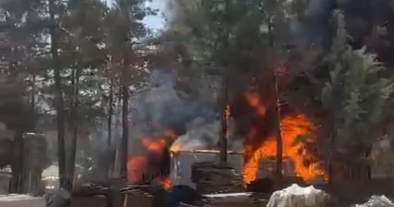 Malatya da şantiyede korkutan yangın