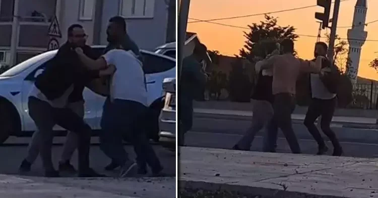 Arnavutköy de yol verme kavgası kamerada
