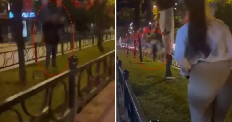 Türk bayrağını yakmaya çalışan şahıs, tepki gelince arkasına bakmadan kaçtı