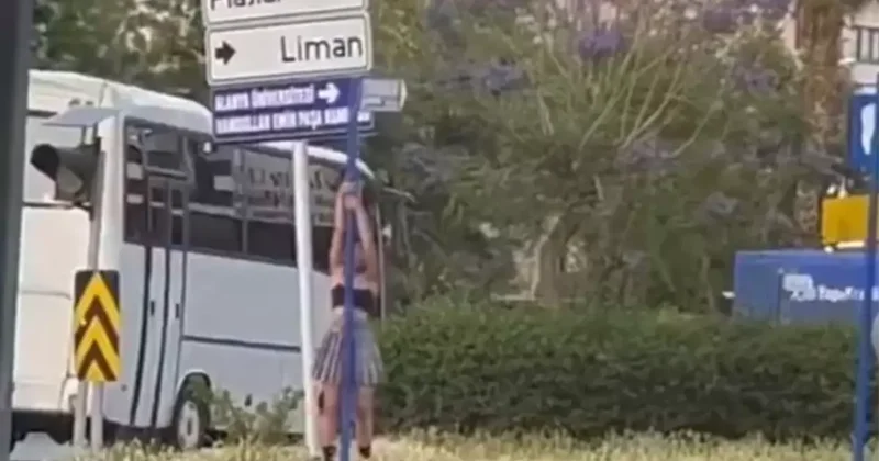 Trafikteki yön levhasında direk dansı yaptı