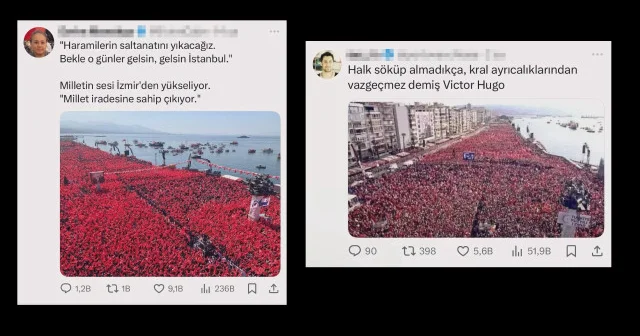 CHP nin İzmir mitingi diye paylaştılar: Erdoğan ve Bahçeli detayı her şeyi ele verdi Politika Haberleri