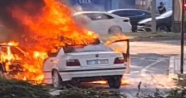 Çorlu’da korku dolu anlar: LPG’li otomobil alev topuna döndü VİDEO İZLE