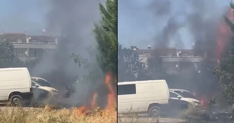 Otlukta başlayan yangın araçları küle çevirdi