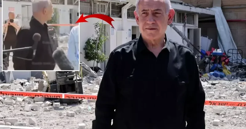 Netanyahu canlı yayında konuşurken bina çöktü