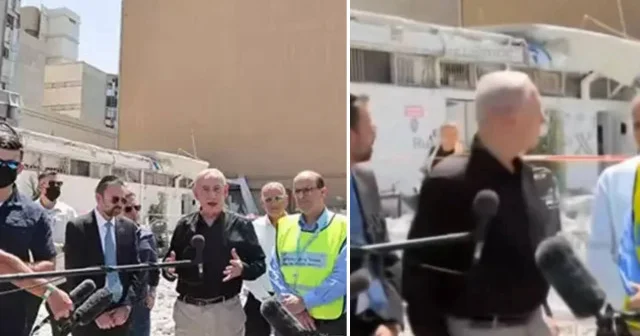Basın açıklaması sırasında bina çöktü: Netanyahu nun yüzündeki endişe kameralara yansıdı Gündem Haberleri