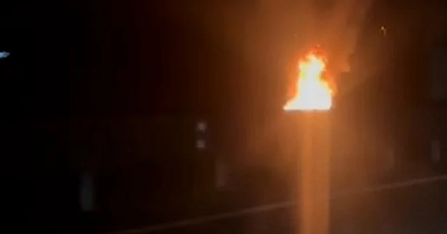Karadeniz Otoyolu nda elektrikli araç alev topuna döndü VİDEO İZLE