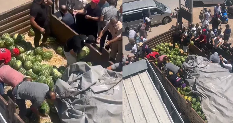 Vatandaşa 12 ton ücretsiz karpuz dağıttılar