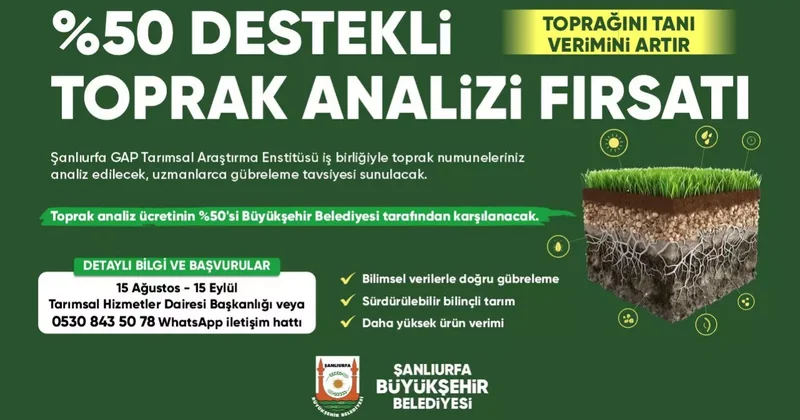 Şanlıurfa Büyükşehir Belediyesi nden çiftçilere yüzde 50 hibeli toprak analizi desteği