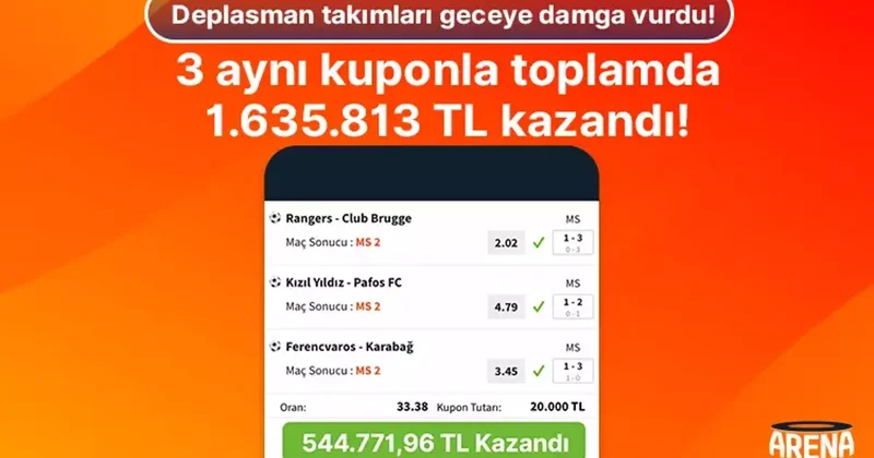 Deplasman takımları geceye damga vurdu! 3 aynı kuponla toplamda 1.635.813 TL kazandı İddaa Spor Haberleri