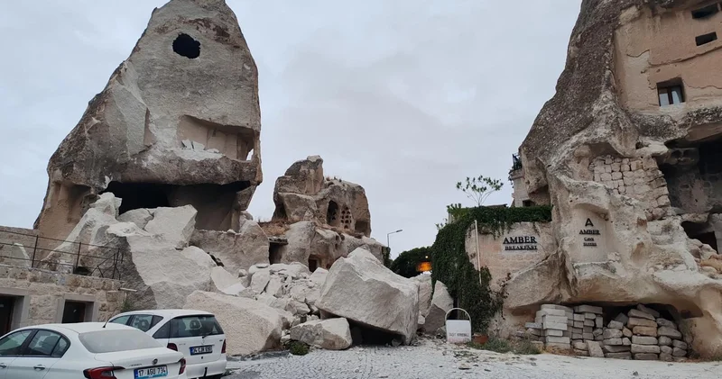 Göreme de bir peribacası kısmen yıkıldı, iklim değişikliği etkisi