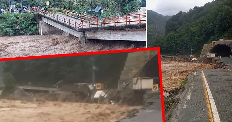 Rize de sağanak alarmı! Köprü çöktü, vatandaşlar mahsur kaldı... Ayder Yaylası nın yolu kapandı