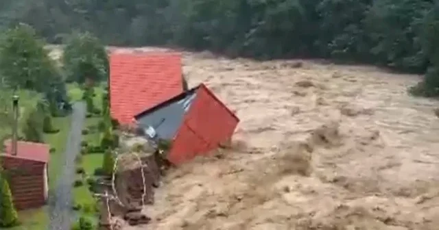 Rize de bungalov sele kapıldı VİDEO İZLE