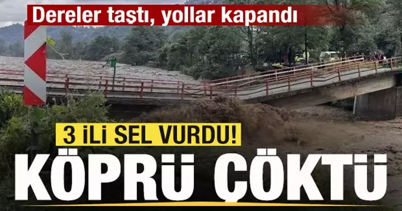 Son dakika: 3 ili sel vurdu! Köprü çöktü! Dereler taştı, yollar kapandı