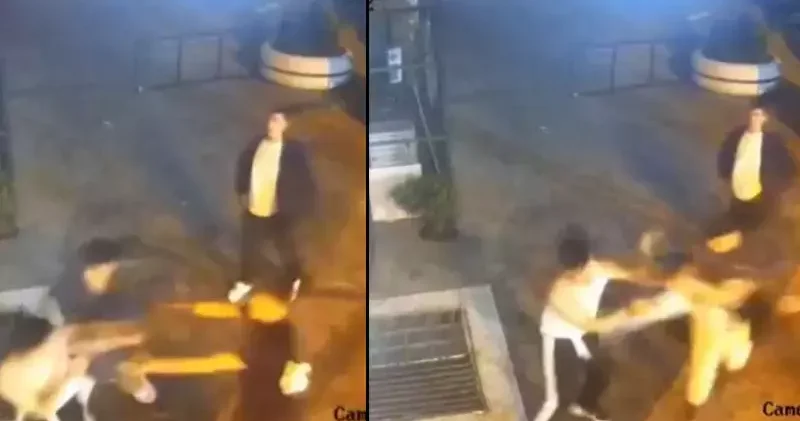 Sultangazi de sokak ortasında tekmeli yumruklu kavga