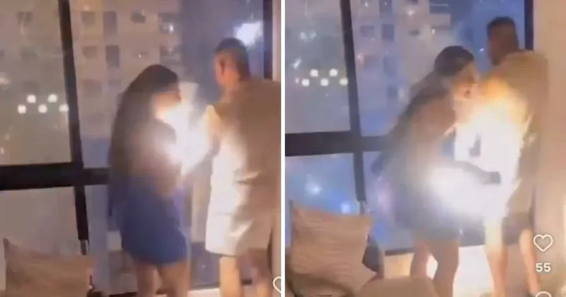 Fırtınalı havada video çeken kadının telefonuna yıldırım isabet etti.