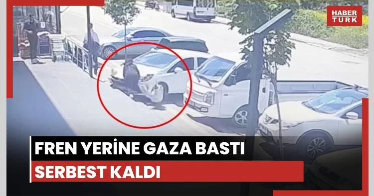 Fren yerine gaza bastı, serbest kaldı