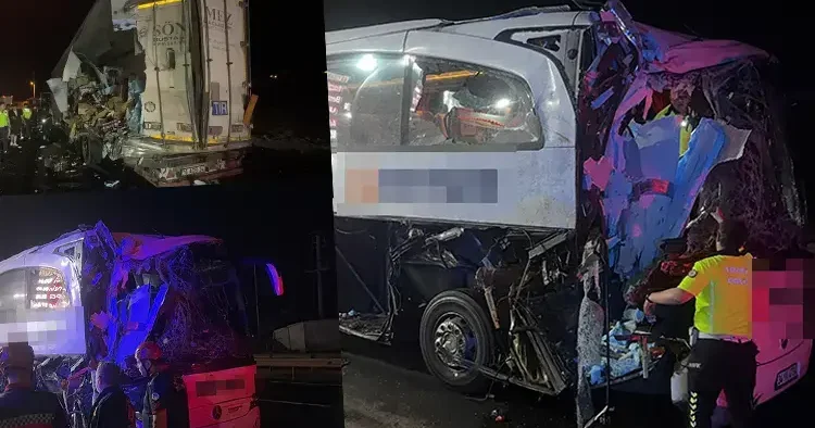 Korkunç kaza! Yolcu otobüsü TIR a arkadan çarptı: Çok sayıda yaralı