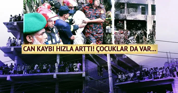 Son dakika Can kaybı yükseldi! Dünya okul kampüsündeki faciayı konuşuyor: Savaş uçağı düşen Bangladeş ten görüntüler geldi