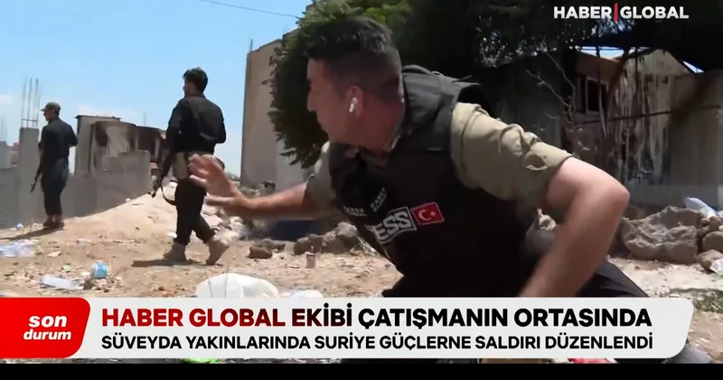 Haber Global ekibi çatışmanın ortasında