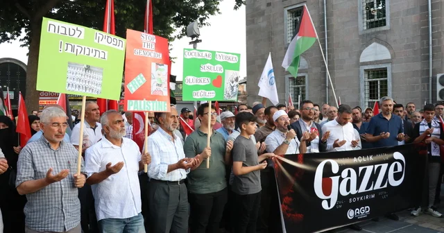 Kayseri de İsrail in Filistin e yönelik saldırıları protesto edildi Kayseri Haberleri