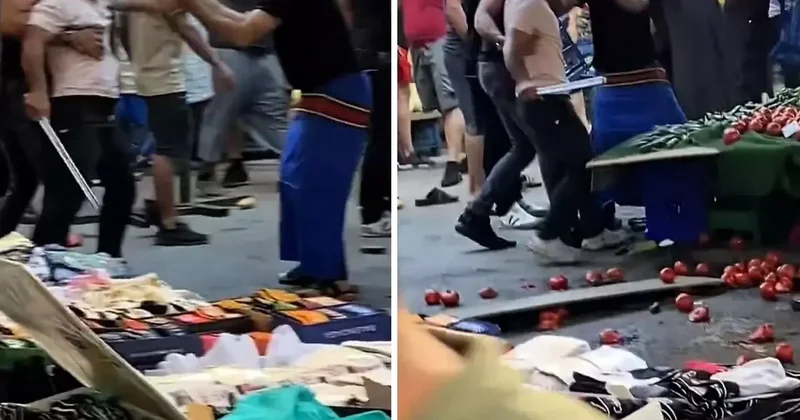 Pazarcılar arasında döner bıçaklı kavga: 1 polis yaralandı