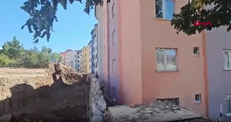 Erzurum da heyelan: 7 apartmanda 70 daire tahliye edildi