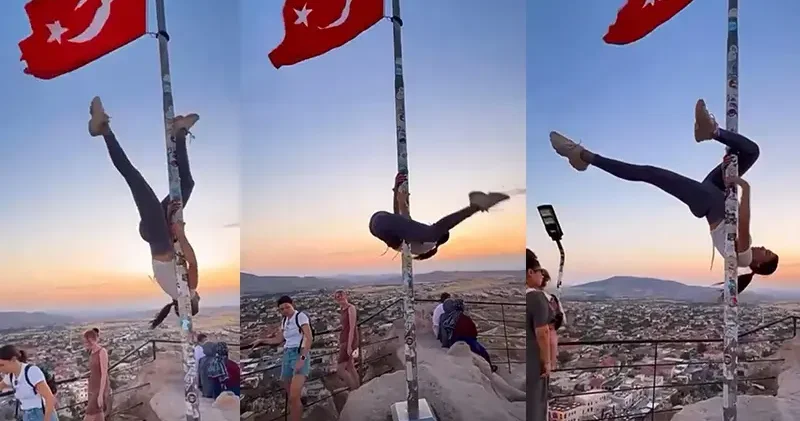 Kapadokya’da bayrak direğinde dansa soruşturma