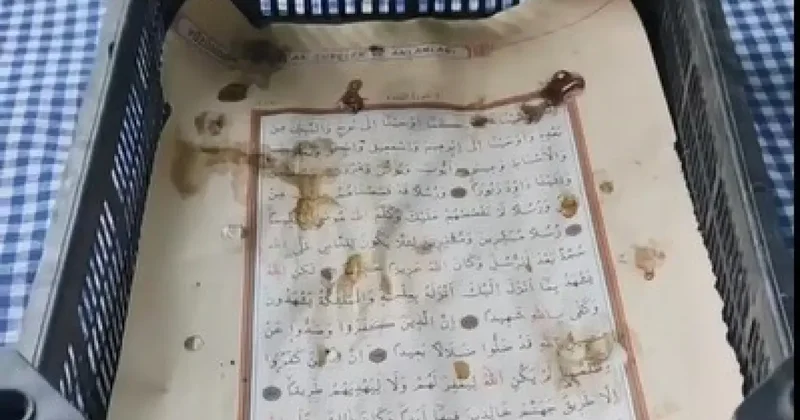 İncir kasasından Kuran ı Kerim sayfası çıktı
