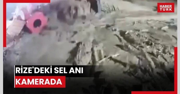 Rize deki sel anı kamerada