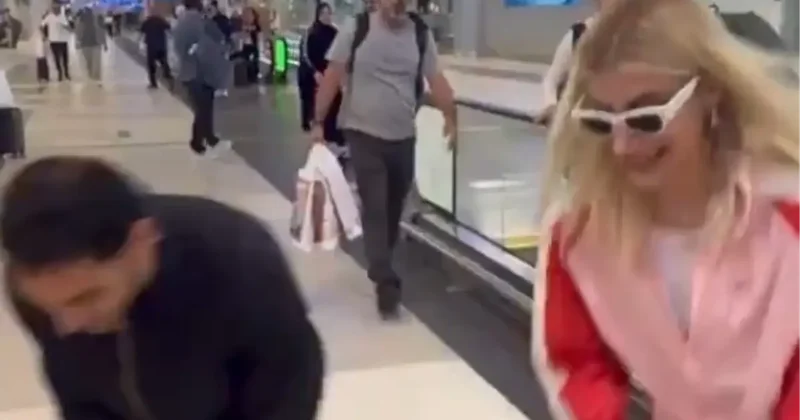 Havalimanında bir hayli eğlendi! İrem Derici den ilginç dans