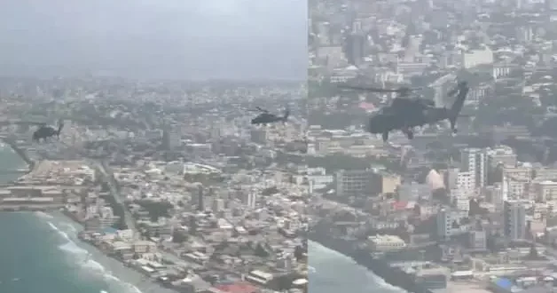 ATAK helikopteri Somali nin başkenti Mogadişu semalarında