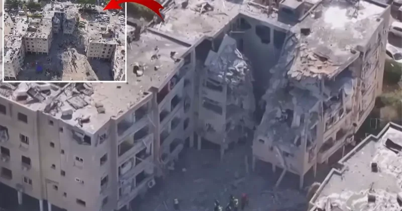 İsrail deki büyük enkaz dron kamerasına böyle yansıdı