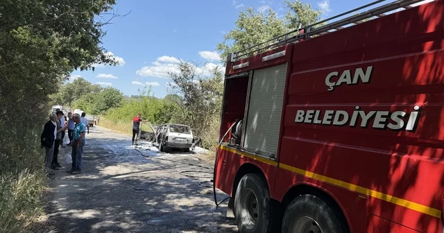Çan da seyir halindeki otomobil alev alarak yandı Çanakkale Haberleri