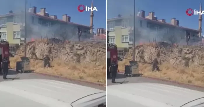 Başkentte düşen elektrik direği yangına sebep oldu