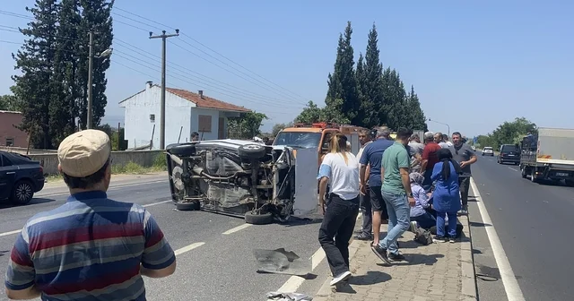 Otomobil, araca çarparak takla attı: 1 i çocuk 4 yaralı Aydın Haberleri