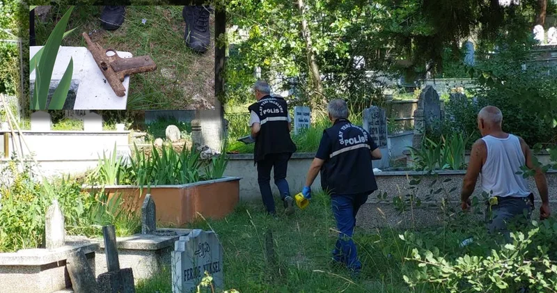 Mezarlıkta toprağa gömülü halde silah bulundu