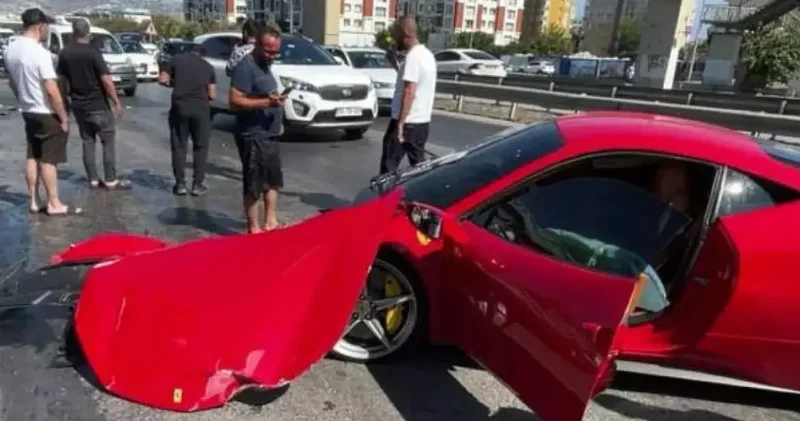 İstanbul’da kaza yapan 15 milyonluk Ferrari el değiştirdi! Sahibi ise bir futbolcu