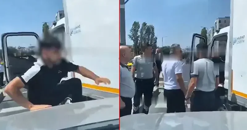 Eyüpsultan da tartıştığı sürücünün önünü kesip aracına saldıran kamyonet şoförü gözaltına alındı