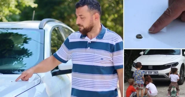 Trabzon da yorgun mermi kaputa isabet etti: Çocuklar kıl payı kurtuldu Gündem Haberleri