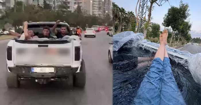 En pahalı serinlik: Aracın kasasını havuza çevirdi! Yüklü miktarda ceza yedi
