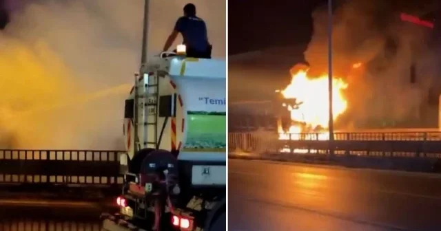 Polis yanan kamyonu belediyenin su tankeriyle söndürdü Samsun Haberleri