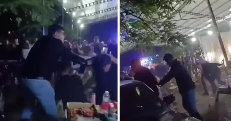 En mutlu günlerinde başlarına gelene bakın! Masalar sandalyeler havada uçuştu
