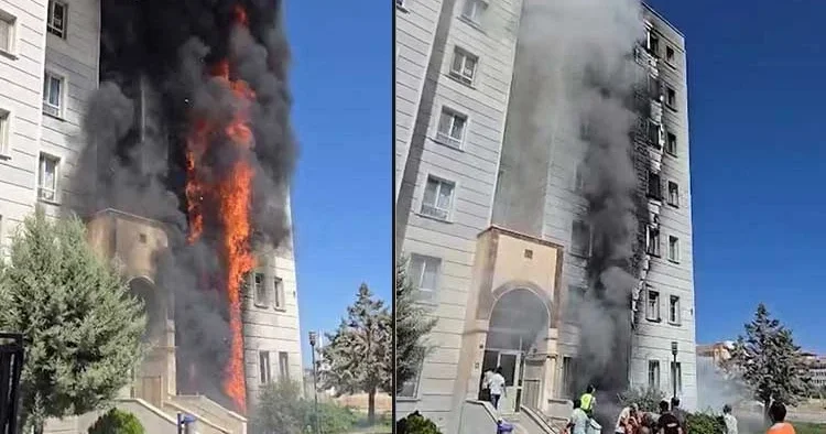 7 katlı apartmanın giriş katında çıkan yangın söndürüldü