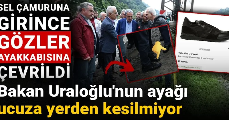 Bakan Uraloğlu nun ayağı ucuza yerden kesilmiyor: Sel çamuruna girince gözler ayakkabısına çevrildi